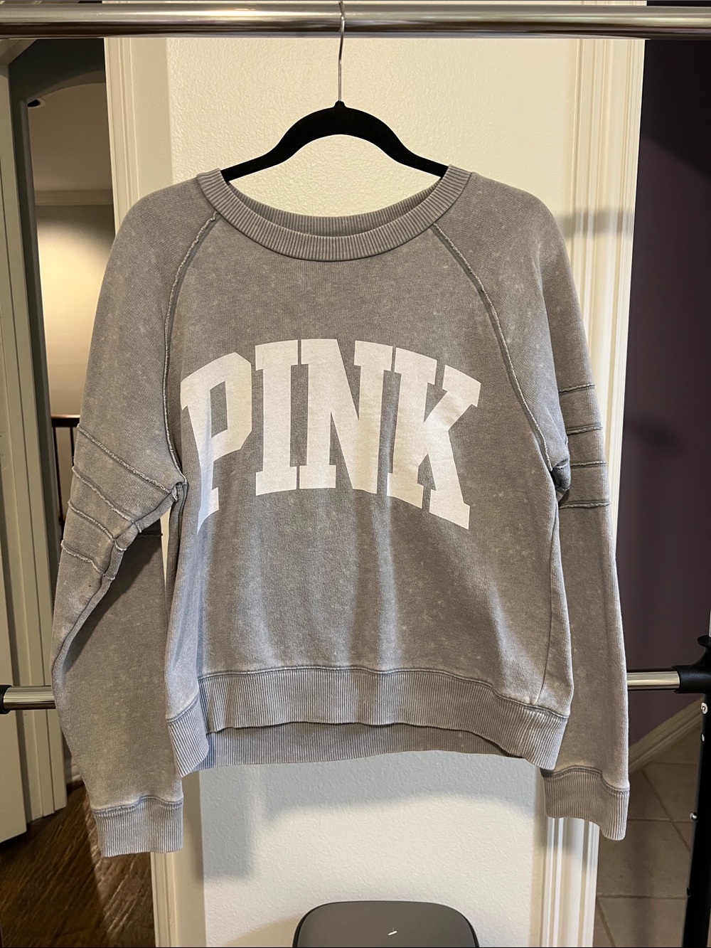 PINK Victoria's Secret Gray Crewneck Sweatshirt with White Logo